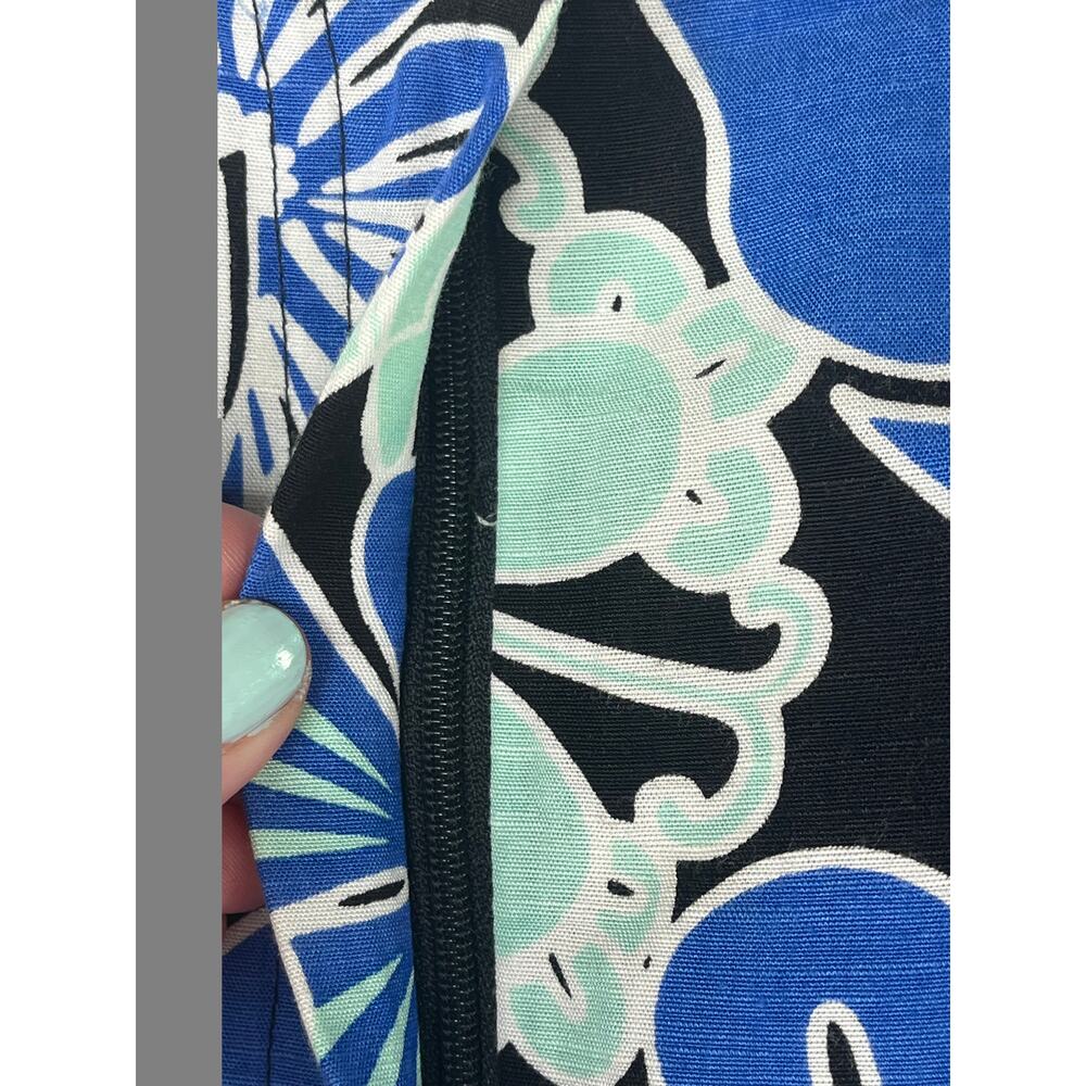 Etcetera linen blend blue green floral knee length skirt, size 6 EUC - Picture 6 of 10